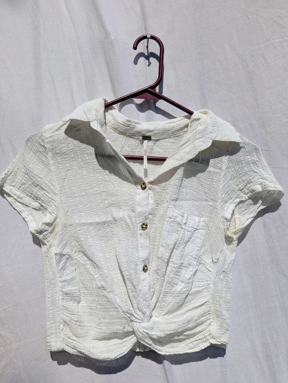 Free People "Lust For Life" Twist-Front Crop Top Size XS Cream White